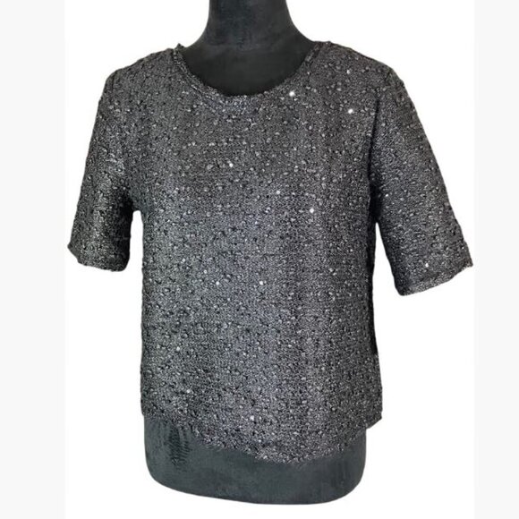 Chelsea 28 Sequin Covered Graphite Colored Top Holiday Special Occasion Med NWT - Picture 1 of 10